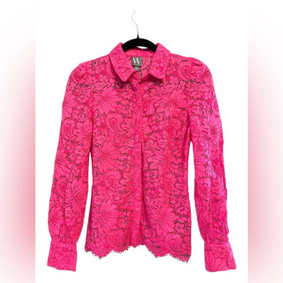 Worthington Tops - Worthington Women’s Size XS Top NWOT Button Down Petaluma Pink Lace Collared